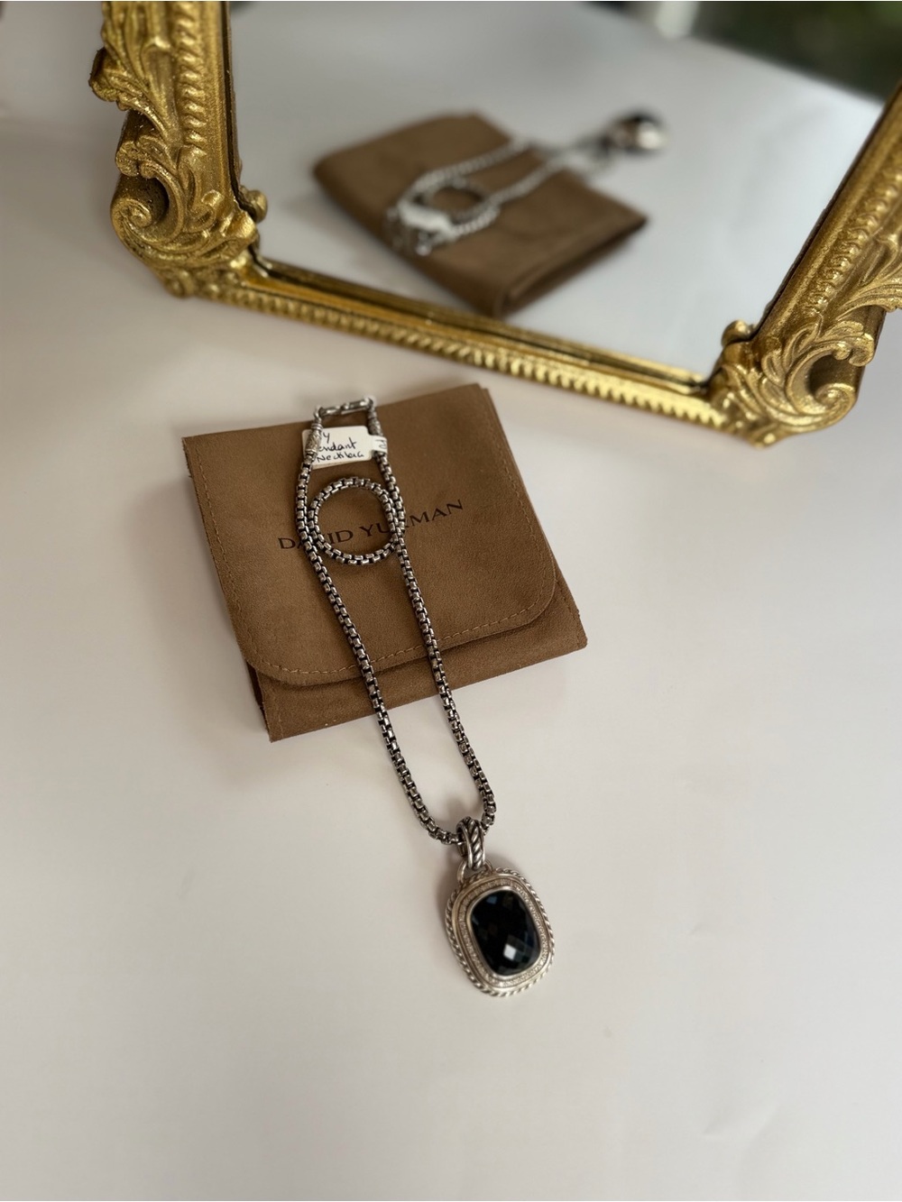 DAVID YURMAN WHEATON BLACK ONYX AND DIAMONDS PENDANT WITH NECKLACE